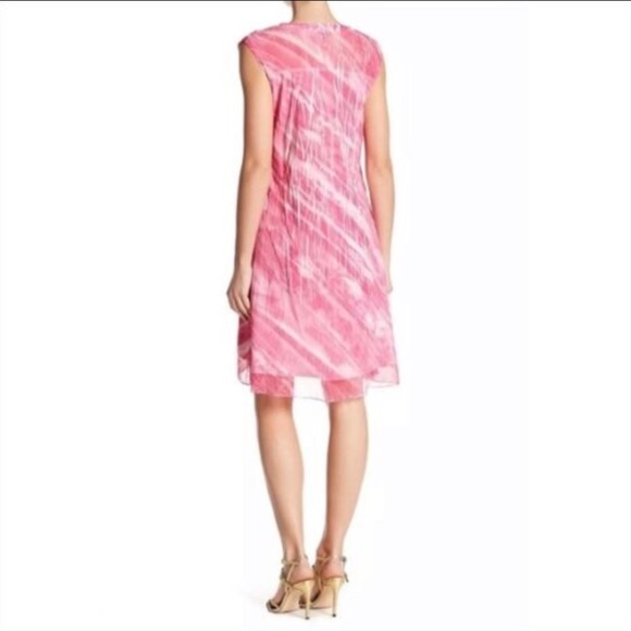 NEW $260 Komarov [ Large ] V-Neck Split Collar Pocket Dress‎ in Pink/White - Picture 12 of 12